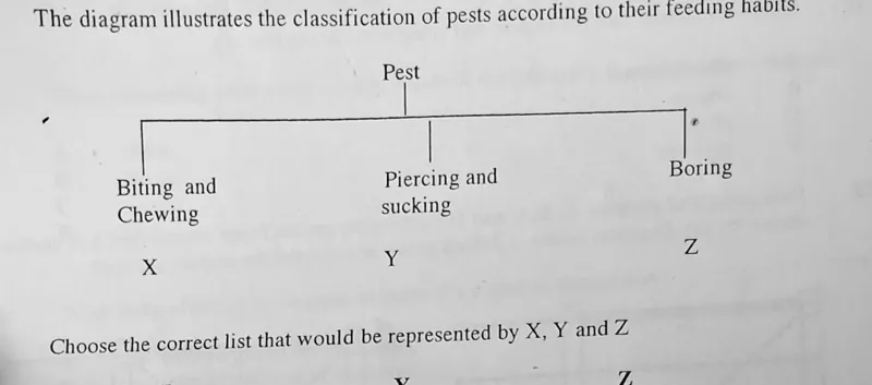 Diagram for Agriculture Paper 1 November 2011 Question 22