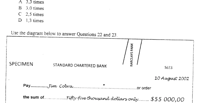 Banking - ZIMSEC Commerce past paper diagram