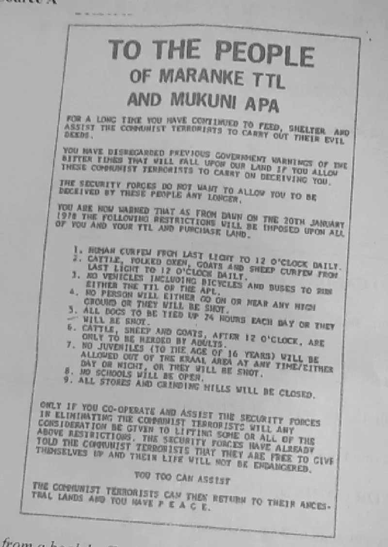 the liberation war and settler restriction of African movement - ZIMSEC History past paper diagram