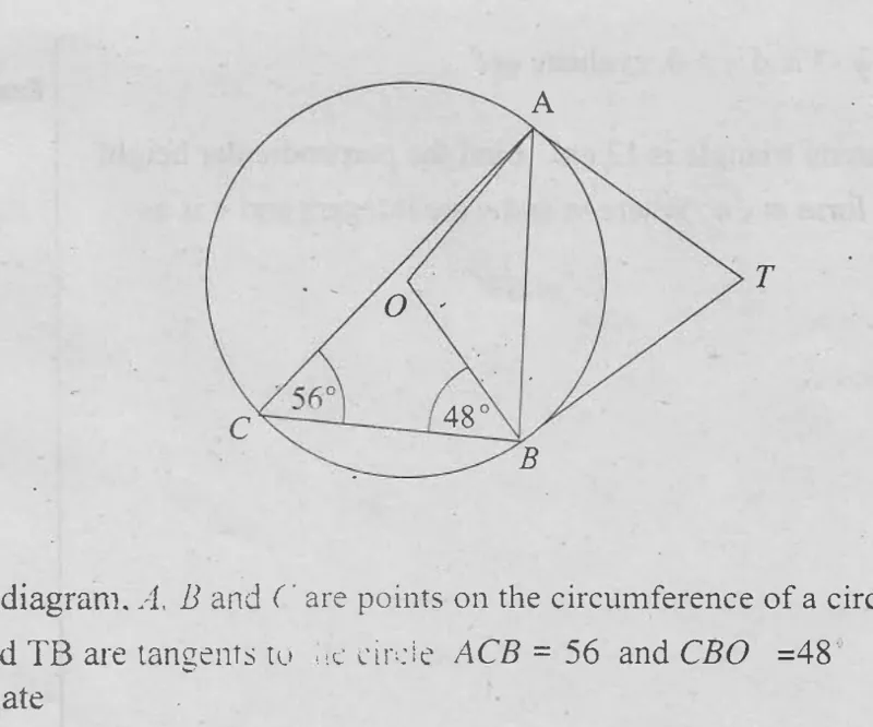 Diagram for Mathematics Paper 1 June 2000 Question 2101