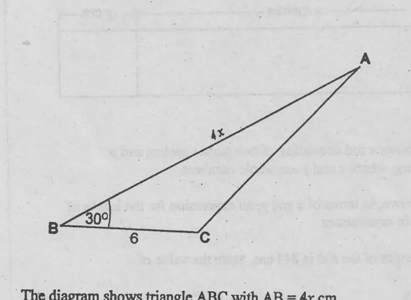 Diagram for Mathematics Paper 1 November 2001 Question 1801