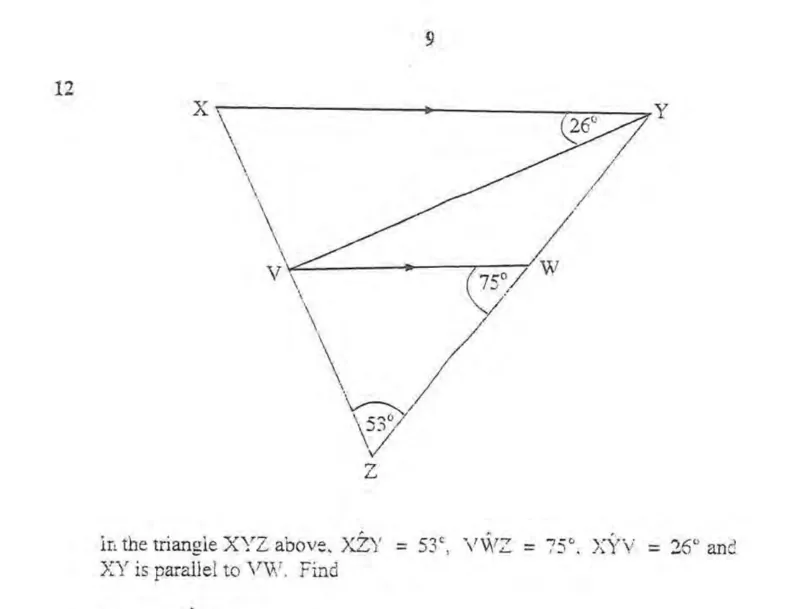 Diagram for Mathematics Paper 1 June 2009 Question 1201
