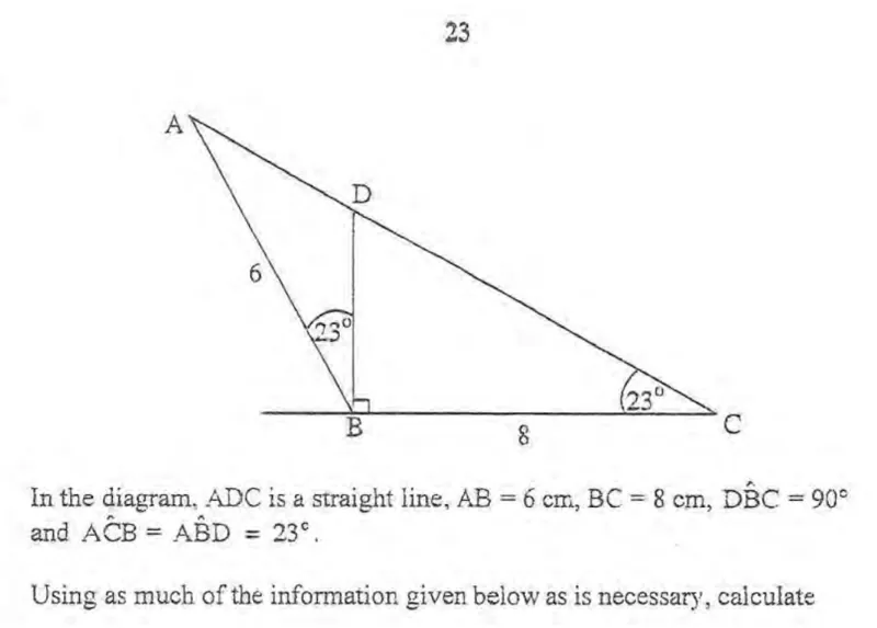Diagram for Mathematics Paper 1 June 2009 Question 2601