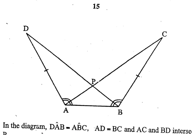 Diagram for Mathematics Paper 1 June 2011 Question 2001