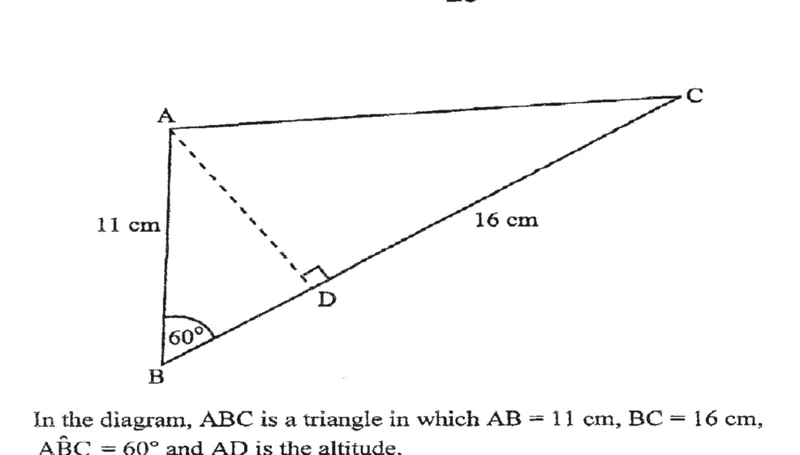 Diagram for Mathematics Paper 1 November 2014 resit Question 2502