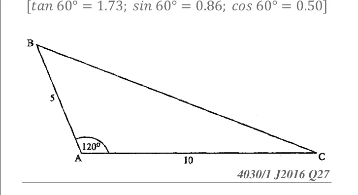 Diagram for Mathematics Paper 1 June 2016 (topical set) Question 270201