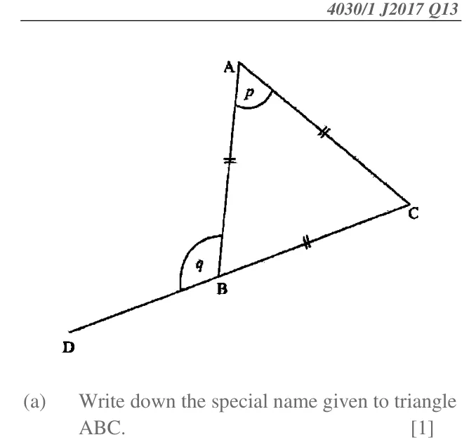 Diagram for Mathematics Paper 1 November 2017 (topical set) Question 4