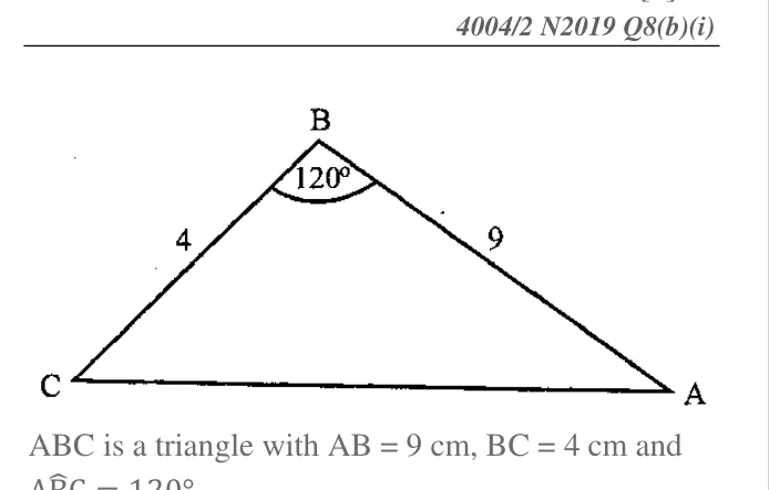 Diagram for Mathematics Paper 1 June 2018 (topical set) Question 2101