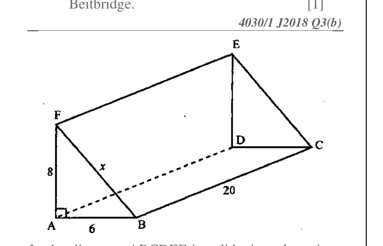 Diagram for Mathematics Paper 1 June 2018 (topical set) Question 23