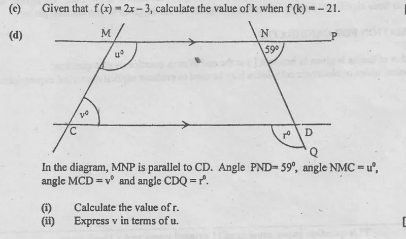 Diagram for Mathematics Paper 2 June 2001 Question 205