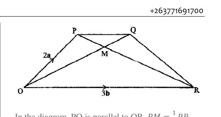 Vector Geometry - ZIMSEC Mathematics past paper diagram