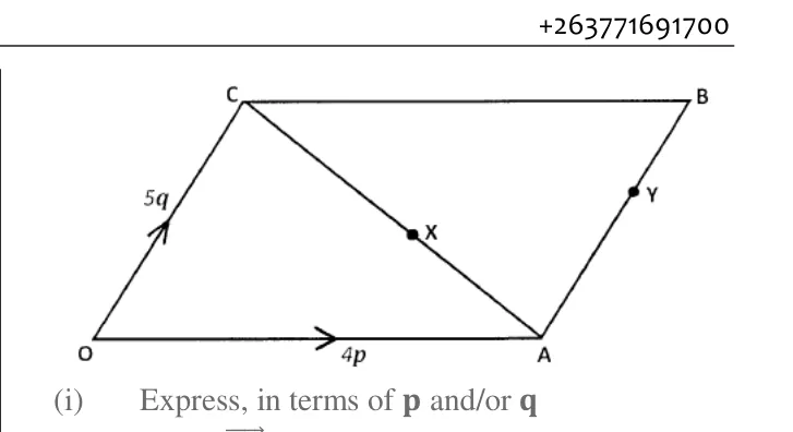 Vector Geometry - ZIMSEC Mathematics past paper diagram