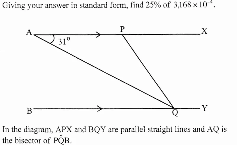 Diagram for Mathematics Paper 2 June 2014 Question 105