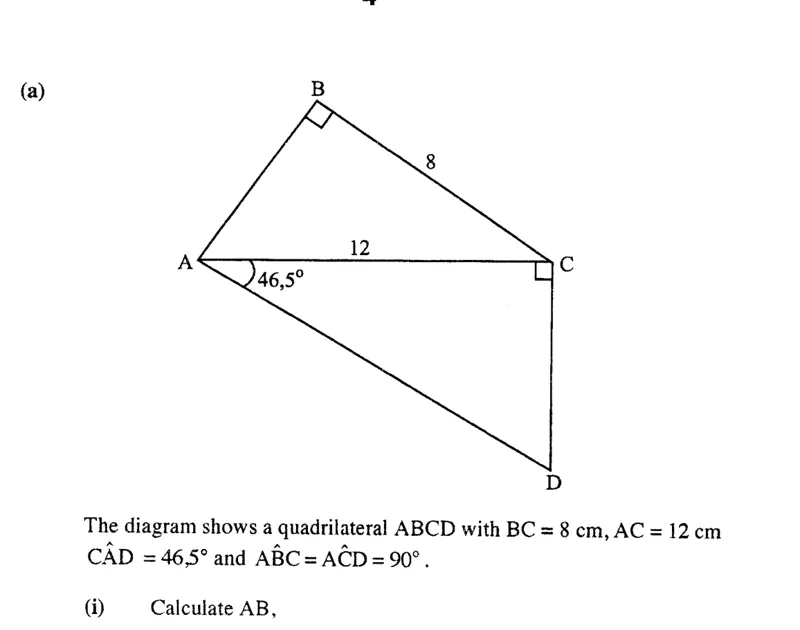 Diagram for Mathematics Paper 2 November 2015 Question 201