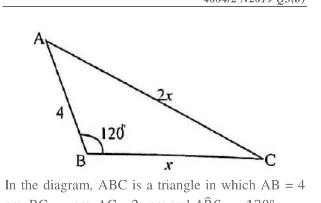 Diagram for Mathematics Paper 2 November 2019 (topical set) Question 80201