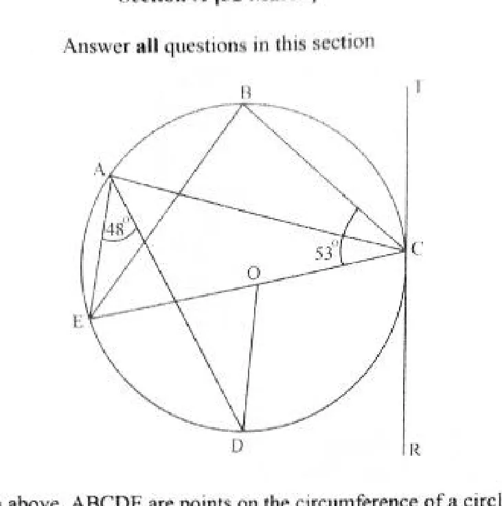 Diagram for Mathematics Paper 2 November 2021 Question 101